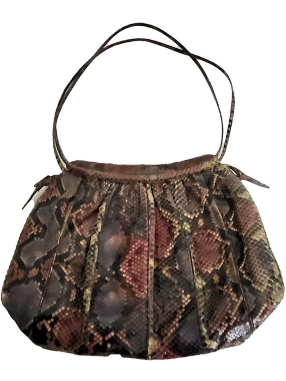 Vintage Judith Leiber Pleated Multicolor Snakeskin Shoulder Bag